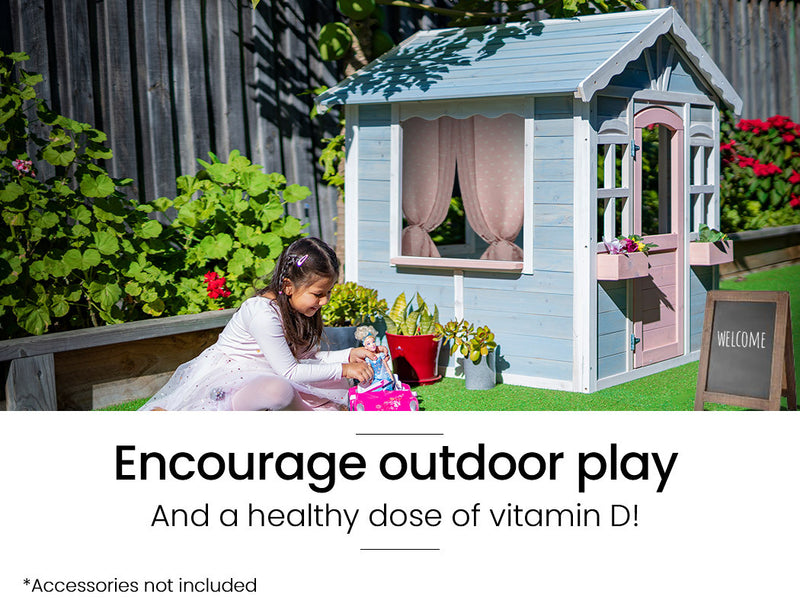 Kids Cottage Style Wooden Outdoor Cubby Playhouse
