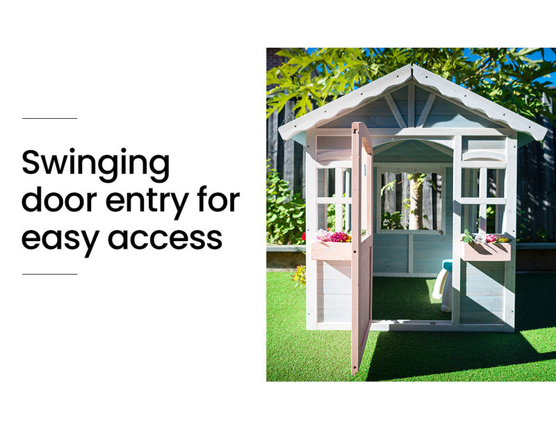 Kids Cottage Style Wooden Outdoor Cubby Playhouse