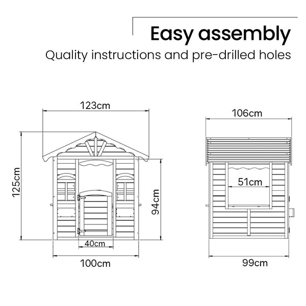 Kids Timber Cottage Wooden Outdoor Cubby Playhouse