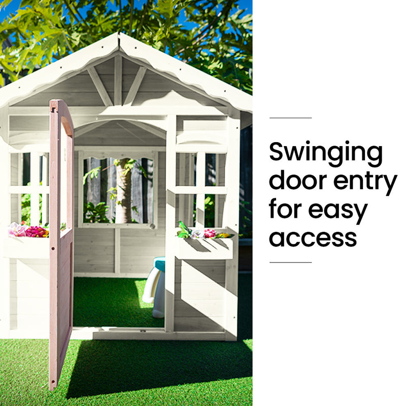 Kids Timber Cottage Wooden Outdoor Cubby Playhouse