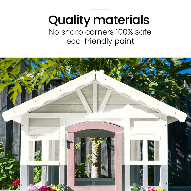 Kids Timber Cottage Wooden Outdoor Cubby Playhouse