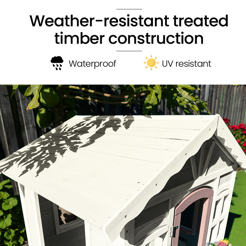 Kids Timber Cottage Wooden Outdoor Cubby Playhouse