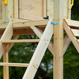 Kids Timber Cubby House Tower with Slide, Sandpit, Climbing Wall + Noughts & Crosses