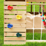 Kids Boat-Shaped Wooden Sand/Ball Pit Tower with Slide and Climbing Wall