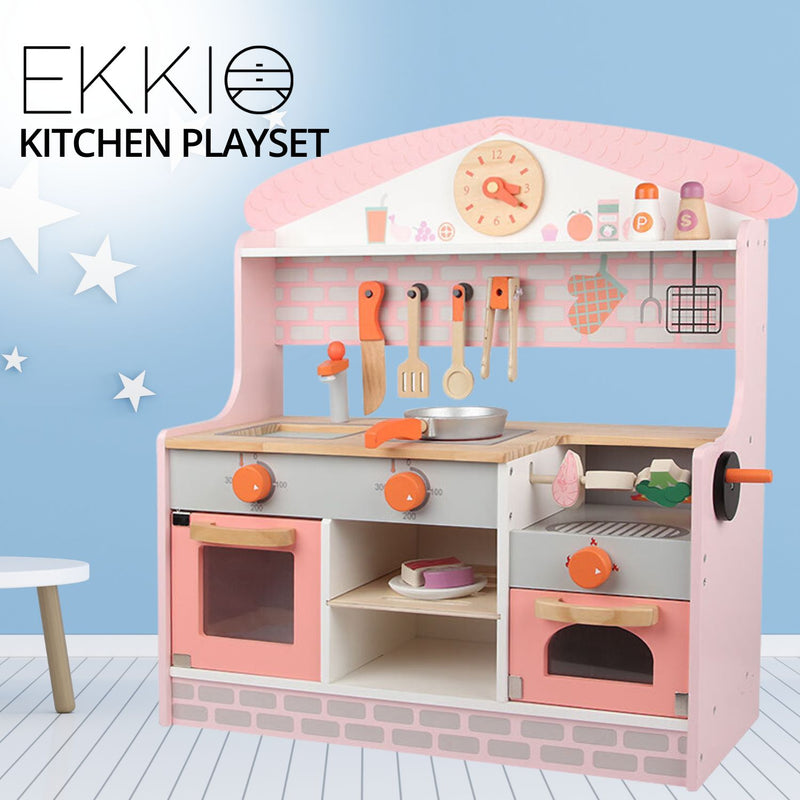 Kids Steakhouse BBQ Style Wooden Kitchen Playset with Appliances &amp; Accessories