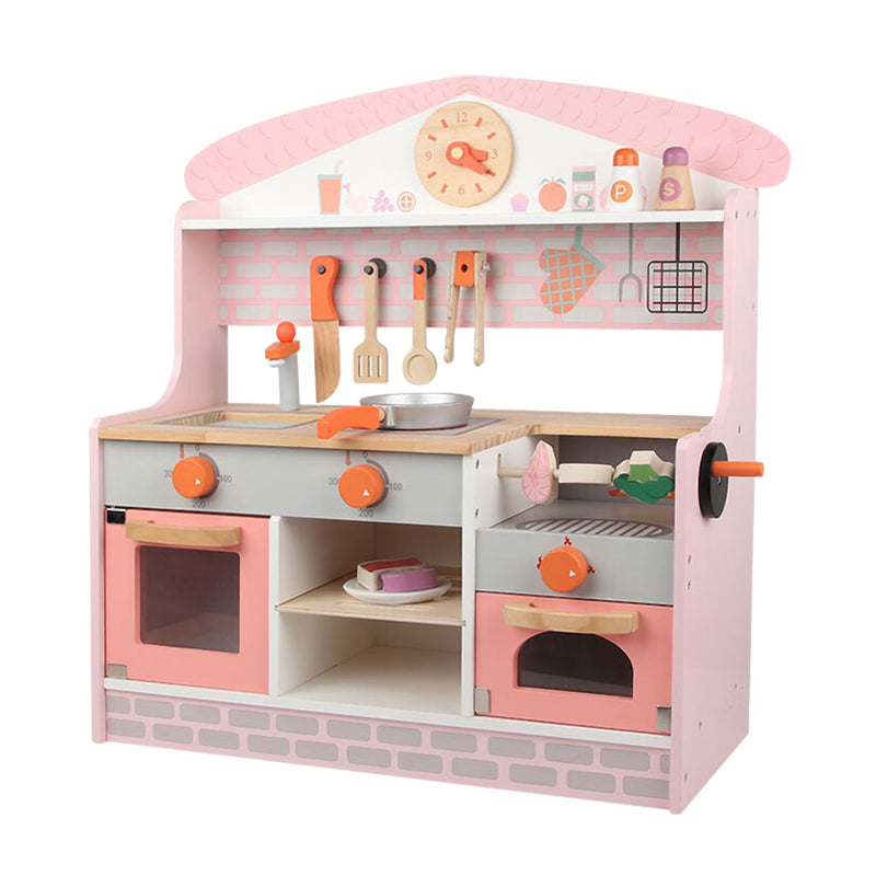 Kids Steakhouse BBQ Style Wooden Kitchen Playset with Appliances &amp; Accessories