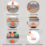 Kids Steakhouse BBQ Style Wooden Kitchen Playset with Appliances &amp; Accessories