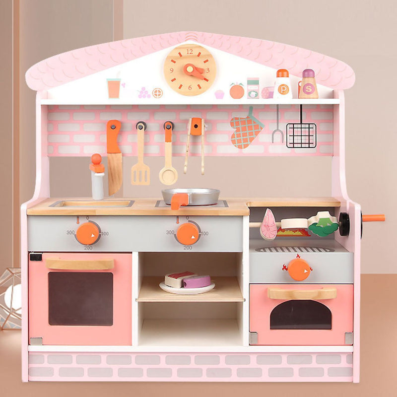 Kids Steakhouse BBQ Style Wooden Kitchen Playset with Appliances &amp; Accessories