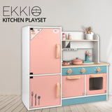 Kids Wooden Pastel Style Kitchen Playset (Peach/Blue)