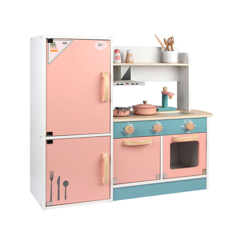 Kids Wooden Pastel Style Kitchen Playset (Peach/Blue)