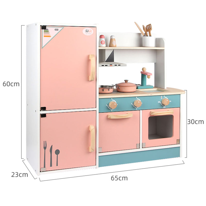 Kids Wooden Pastel Style Kitchen Playset (Peach/Blue)