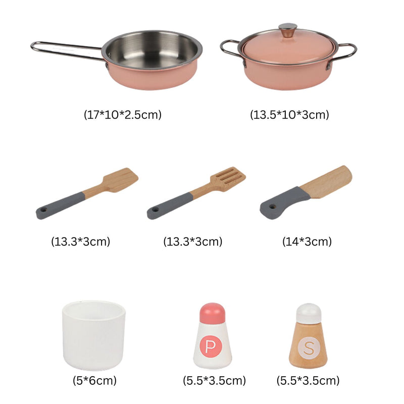 Kids Wooden Pastel Style Kitchen Playset (Peach/Blue)