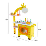 Kids Giraffe Wooden Kitchen Playset with Accessories