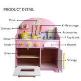 Kids Wooden Kitchen Clock Playset with Appliances & Accessories