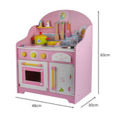 Kids Wooden Kitchen Clock Playset with Appliances & Accessories