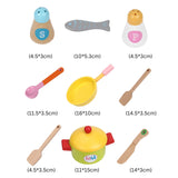 Kids Wooden Kitchen Clock Playset with Appliances & Accessories