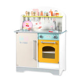 Kids Japanese Style Wooden Kitchen Playset with Appliances & Accessories (White)