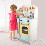 Kids Japanese Style Wooden Kitchen Playset with Appliances & Accessories (White)