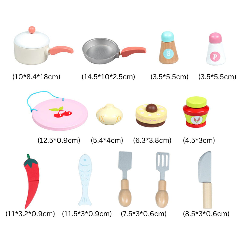 Kids Japanese Style Wooden Kitchen Playset with Appliances & Accessories (White)
