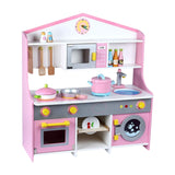 Kids Modern Japanese-Style Wooden Kitchen Playset with Appliances & Accessories