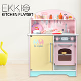 Kids Japanese Style Wooden Kitchen Playset with Appliances & Accessories (Pink)