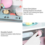 Kids Japanese Style Wooden Kitchen Playset with Appliances & Accessories (Pink)