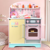 Kids Japanese Style Wooden Kitchen Playset with Appliances & Accessories (Pink)