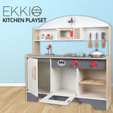 Kids Minimalist-Style Wooden Kitchen Playset with Appliances & Accessories