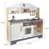Kids Minimalist-Style Wooden Kitchen Playset with Appliances & Accessories