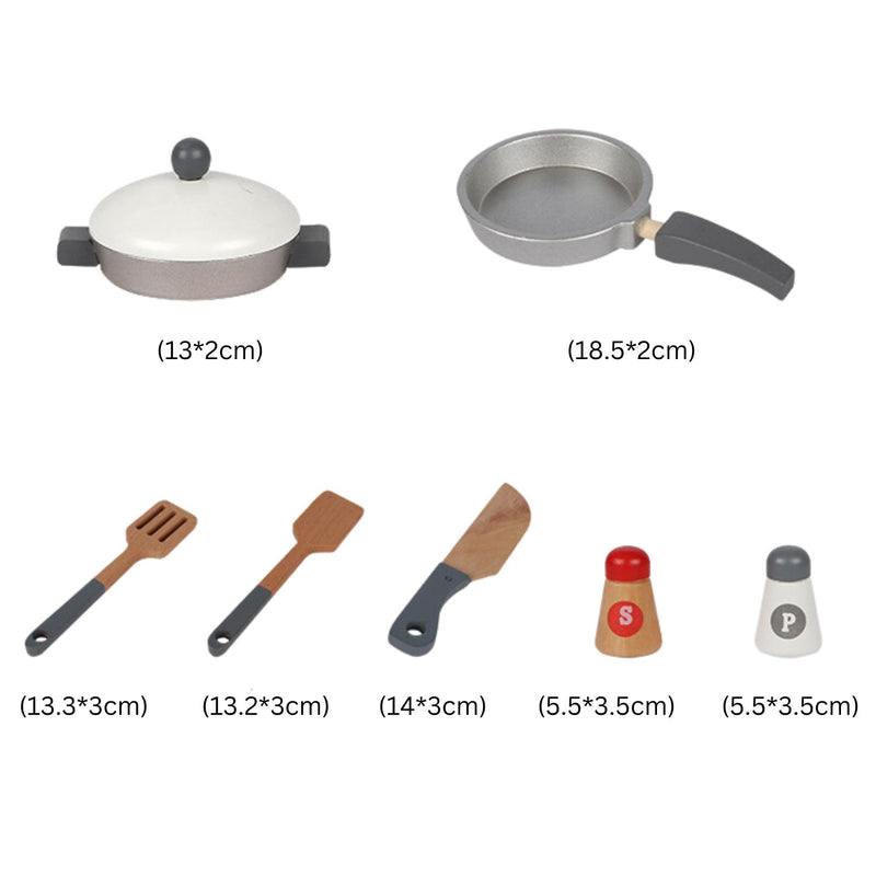 Kids Minimalist-Style Wooden Kitchen Playset with Appliances & Accessories