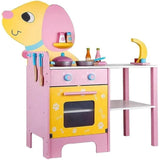 Kids Wooden Kitchen Playset - Puppy Themed (Pink)