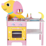 Kids Wooden Kitchen Playset - Puppy Themed (Pink)