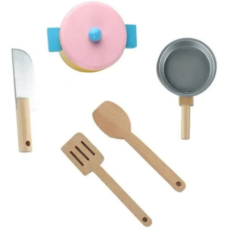 Kids Wooden Kitchen Playset - Puppy Themed (Pink)