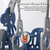 Kids Dinosaur Slide and Swing Set with Basketball Hoop (blue)