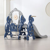 Kids Dinosaur Slide and Swing Set with Basketball Hoop (blue)