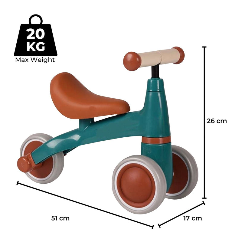 Kids Ride On 3-wheeled Balance Bike - No pedals (Green)