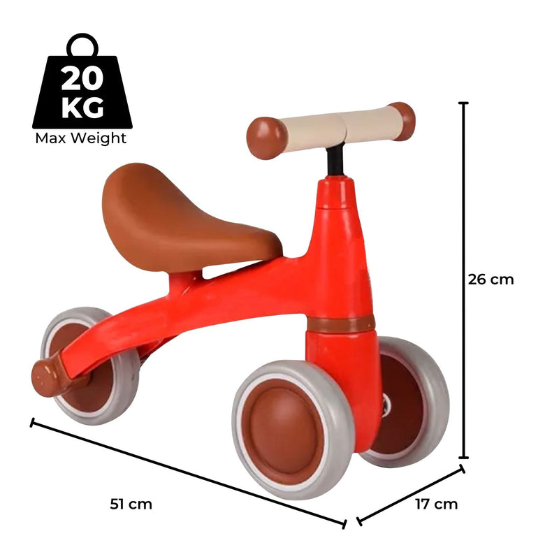 Kids Ride On 3-wheeled Balance Bike - No pedals (Red)