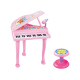 Kids Electronic Piano Keyboard Toy with Microphone and Chair (Pink)
