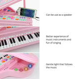 Kids Electronic Piano Keyboard Toy with Microphone and Chair (Pink)