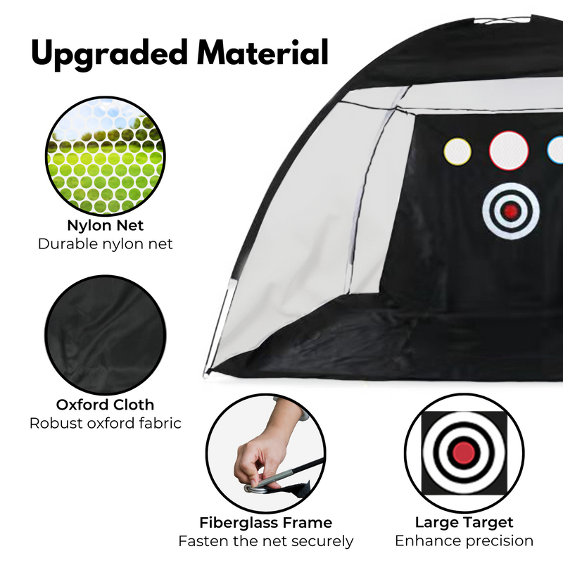 Golf Driving Practice Net Full Set with Mat, Balls, Tee and Carry Bag - 3m Black