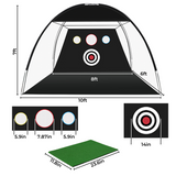 Golf Driving Practice Net Full Set with Mat, Balls, Tee and Carry Bag - 3m Black