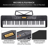 Electronic Keyboard with LCD and Touch Response (Black)