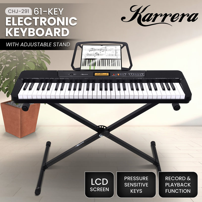 Electronic Keyboard with LCD and Touch Response (Black)