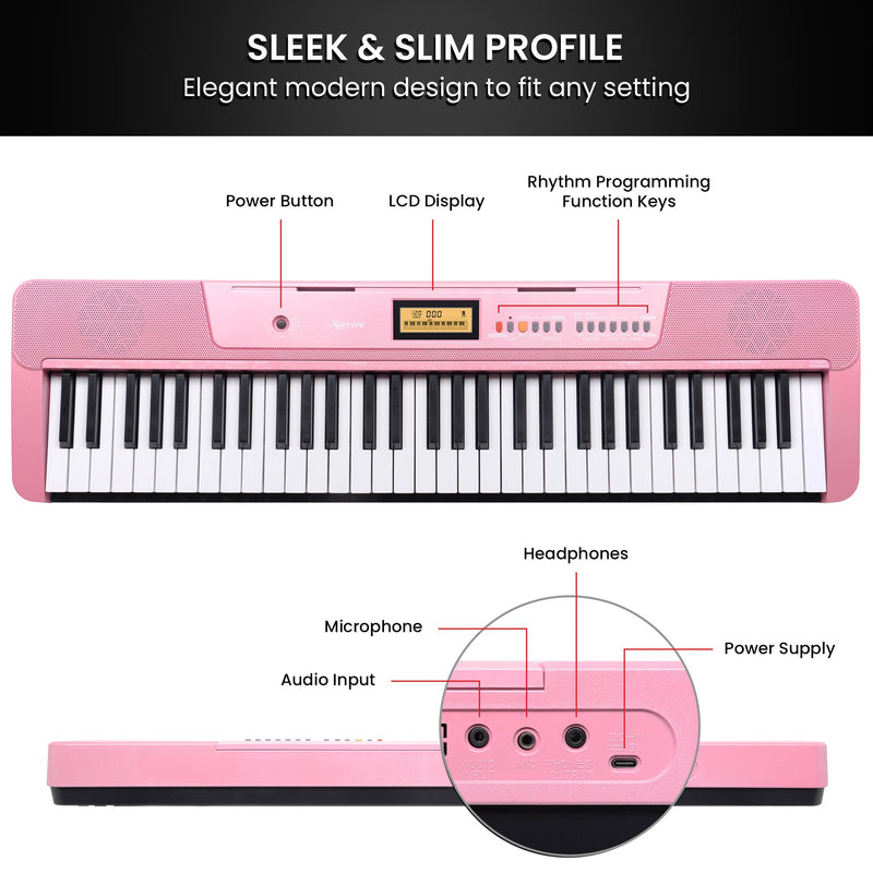 Electronic Keyboard with LCD and Touch Response (Pink)