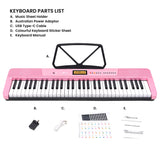 Electronic Keyboard with LCD and Touch Response (Pink)