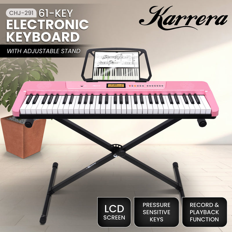 Electronic Keyboard with LCD and Touch Response (Pink)