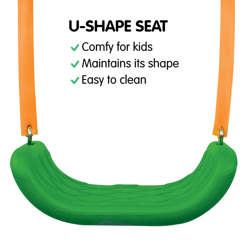 Kids 3 Station Swing Set + Slippery Slide (Green/Purple)