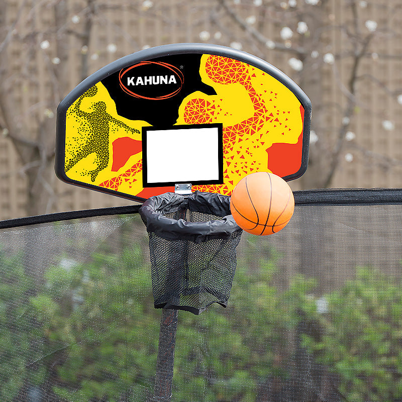 12ft Outdoor Trampoline with Safety Enclosure, Pad Mat and Basketball Hoop Set - Rainbow