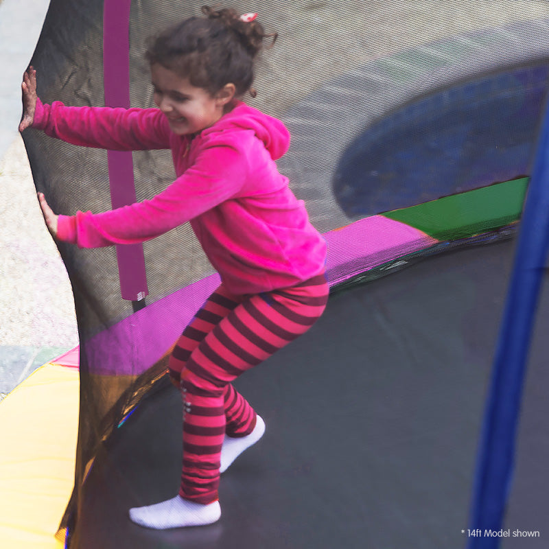 12ft Outdoor Trampoline with Safety Enclosure, Pad Mat and Basketball Hoop Set - Rainbow