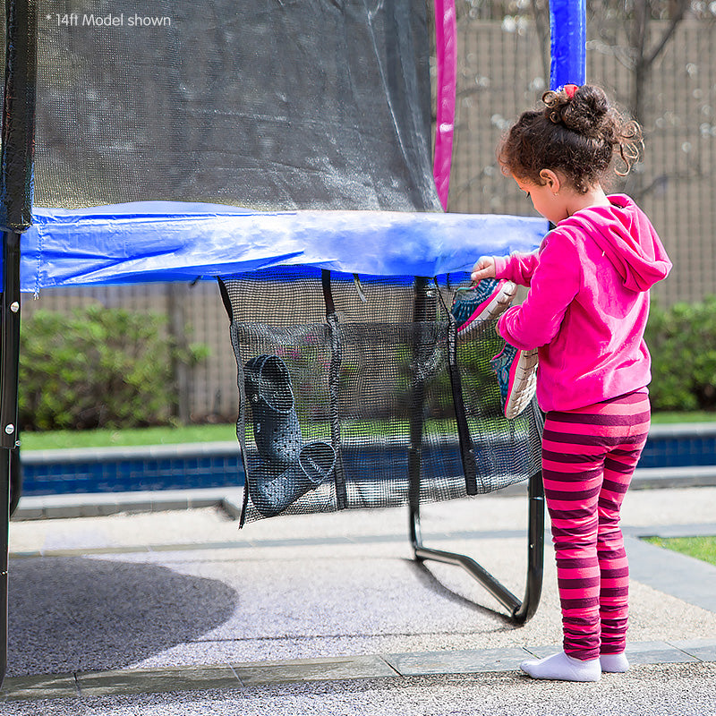 12ft Outdoor Trampoline with Safety Enclosure, Pad Mat and Basketball Hoop Set - Rainbow